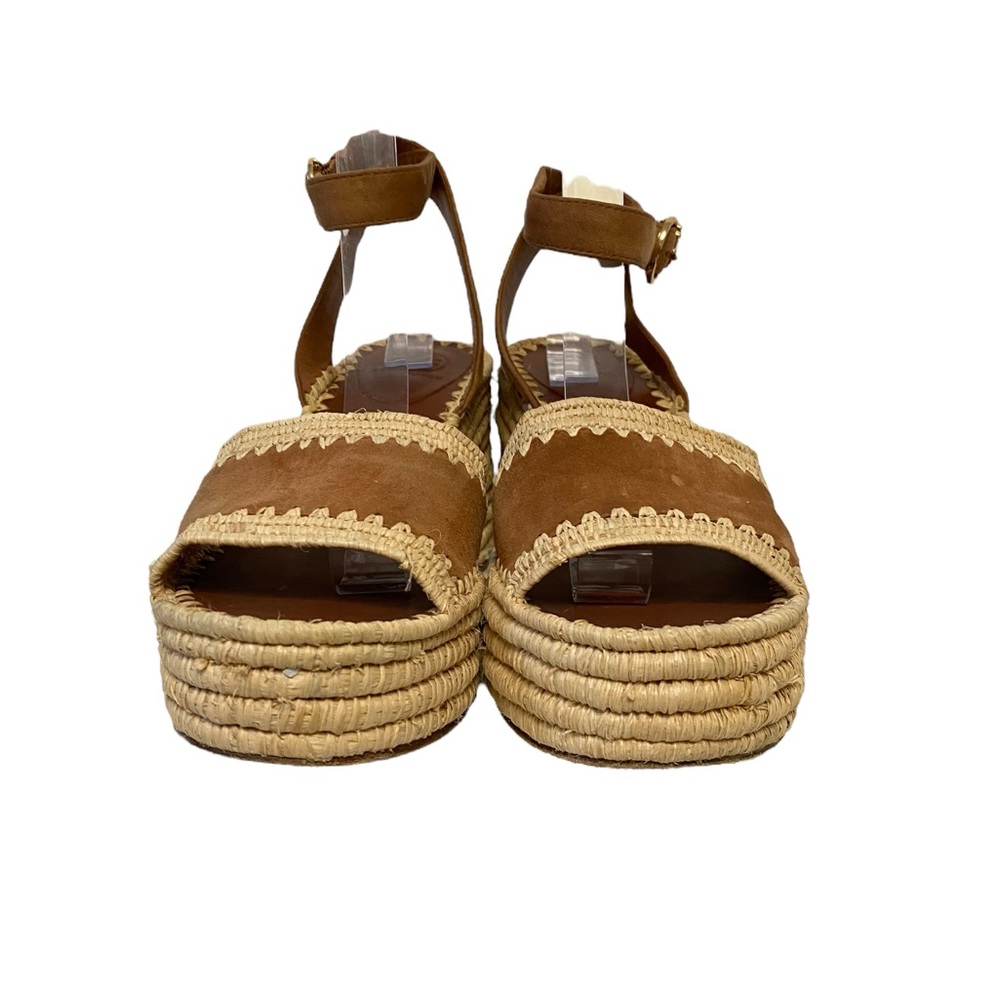 Tory Burch Arianne Platform Ankle Strap Chunky‎ Heel 90mm Sandal Brown 10 - Picture 8 of 15